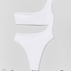 White cup out one piece bikini